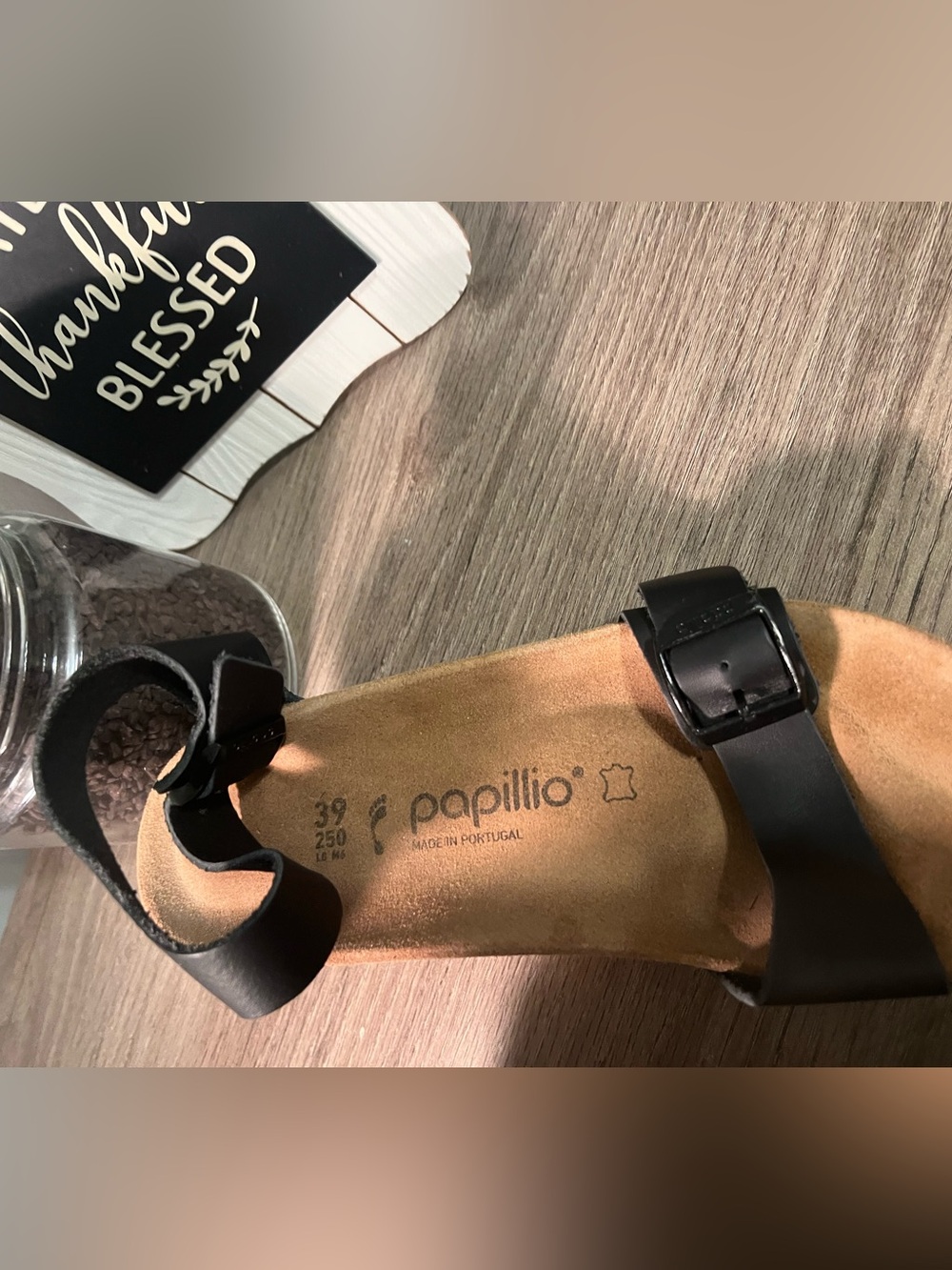 BIRKENSTOCK Papillio Black Leather Wedge Sandals with Buckles SIZE 39 - Picture 7 of 11
